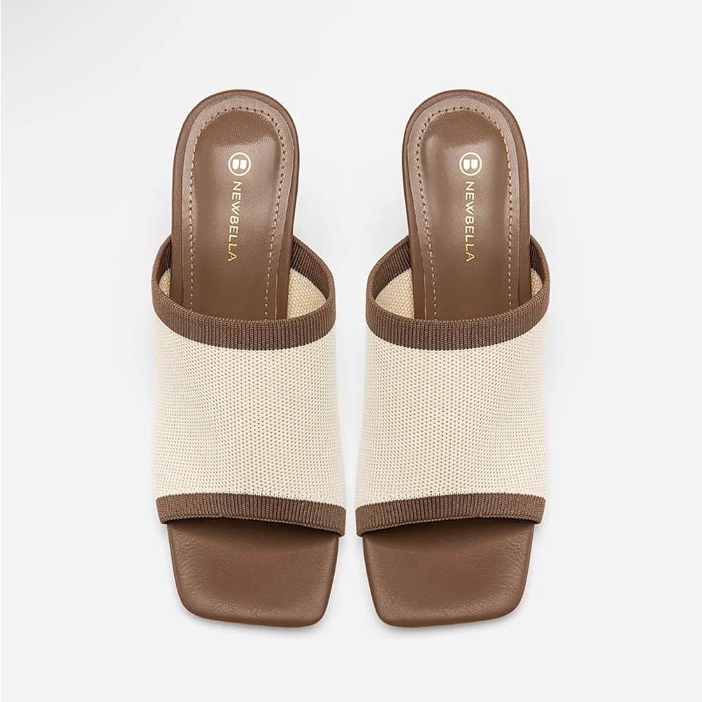 Newbella Women's Cream and Brown Mules